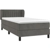 Image de vidaXL Lit boxspring avec matelas gris foncé 90x190 cm velours