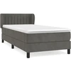 Image de vidaXL Lit boxspring avec matelas gris foncé 100x200 cm velours