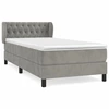 Image de vidaXL Lit boxspring avec matelas gris clair 90x190 cm velours
