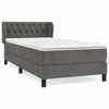 Image de vidaXL Lit boxspring avec matelas gris foncé 90x190 cm velours