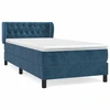 Image de vidaXL Lit boxspring avec matelas bleu foncé 100x200 cm velours
