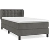 Image de vidaXL Lit boxspring avec matelas gris foncé 100x200 cm velours