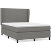 Image de vidaXL Lit boxspring avec matelas gris foncé 140x190 cm Tissu