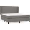 Image de vidaXL Lit boxspring avec matelas gris foncé 160x200 cm Tissu