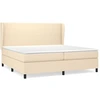Image de vidaXL Lit boxspring avec matelas Crème 200x200 cm Tissu