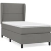 Image de vidaXL Lit boxspring avec matelas gris foncé 100x200 cm Tissu