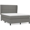 Image de vidaXL Lit boxspring avec matelas gris foncé 140x190 cm Tissu