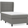 Image de vidaXL Lit boxspring avec matelas gris foncé 100x200 cm Tissu