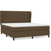 Image de vidaXL Lit boxspring avec matelas brun foncé 160x200 cm Tissu