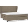 Image de vidaXL Lit boxspring avec matelas Taupe 180x200 cm Tissu