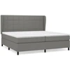 Image de vidaXL Lit boxspring avec matelas gris foncé 200x200 cm Tissu