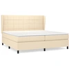 Image de vidaXL Lit boxspring avec matelas Crème 200x200 cm Tissu