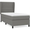 Image de vidaXL Lit boxspring avec matelas gris foncé 100x200 cm Tissu