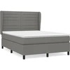 Image de vidaXL Lit boxspring avec matelas gris foncé 140x190 cm Tissu