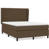 Image de vidaXL Lit boxspring avec matelas brun foncé 140x190 cm Tissu