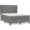 Image de vidaXL Lit boxspring avec matelas gris foncé 140x200 cm Tissu