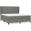 Image de vidaXL Lit boxspring avec matelas gris foncé 160x200 cm Tissu