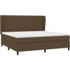 Image de vidaXL Lit boxspring avec matelas brun foncé 200x200 cm Tissu