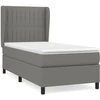 Image de vidaXL Lit boxspring avec matelas gris foncé 90x190 cm Tissu