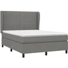 Image de vidaXL Lit boxspring avec matelas gris foncé 140x190 cm Tissu