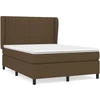 Image de vidaXL Lit boxspring avec matelas brun foncé 140x190 cm Tissu