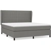 Image de vidaXL Lit boxspring avec matelas gris foncé 160x200 cm Tissu