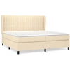 Image de vidaXL Lit boxspring avec matelas Crème 200x200 cm Tissu