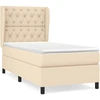 Image de vidaXL Lit boxspring avec matelas Crème 80x200 cm Tissu