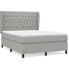 Image de vidaXL Lit boxspring avec matelas gris clair 140x190 cm Tissu