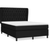 Image de vidaXL Lit boxspring avec matelas noir 140x190 cm Tissu