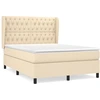 Image de vidaXL Lit boxspring avec matelas Crème 140x190 cm Tissu