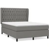 Image de vidaXL Lit boxspring avec matelas gris foncé 140x200 cm Tissu