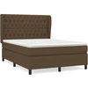 Image de vidaXL Lit boxspring avec matelas Marron foncé 140x200 cm Tissu