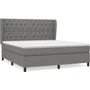 Image de vidaXL Lit boxspring avec matelas gris foncé 160x200 cm Tissu