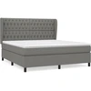 Image de vidaXL Lit boxspring avec matelas gris foncé 180x200 cm Tissu