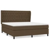 Image de vidaXL Lit boxspring avec matelas brun foncé 180x200 cm Tissu