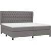 Image de vidaXL Lit boxspring avec matelas gris foncé 200x200 cm Tissu