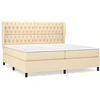 Image de vidaXL Lit boxspring avec matelas Crème 200x200 cm Tissu