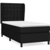 Image de vidaXL Lit boxspring avec matelas noir 90x190 cm Tissu
