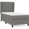 Image de vidaXL Lit boxspring avec matelas gris foncé 90x200 cm Tissu