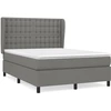 Image de vidaXL Lit boxspring avec matelas gris foncé 140x190 cm Tissu