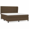 Image de vidaXL Lit boxspring avec matelas brun foncé 160x200 cm Tissu