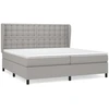 Image de vidaXL Lit boxspring avec matelas gris clair 200x200 cm Tissu
