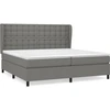 Image de vidaXL Lit boxspring avec matelas gris foncé 200x200 cm Tissu