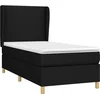 Image de vidaXL Lit boxspring avec matelas noir 90x200 cm Tissu
