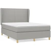 Image de vidaXL Lit boxspring avec matelas gris clair 140x190 cm Tissu