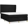 Image de vidaXL Lit boxspring avec matelas noir 140x190 cm Tissu