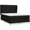 Image de vidaXL Lit boxspring avec matelas noir 140x200 cm Tissu