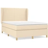 Image de vidaXL Lit boxspring avec matelas Crème 140x200 cm Tissu