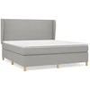 Image de vidaXL Lit boxspring avec matelas gris clair 160x200 cm Tissu